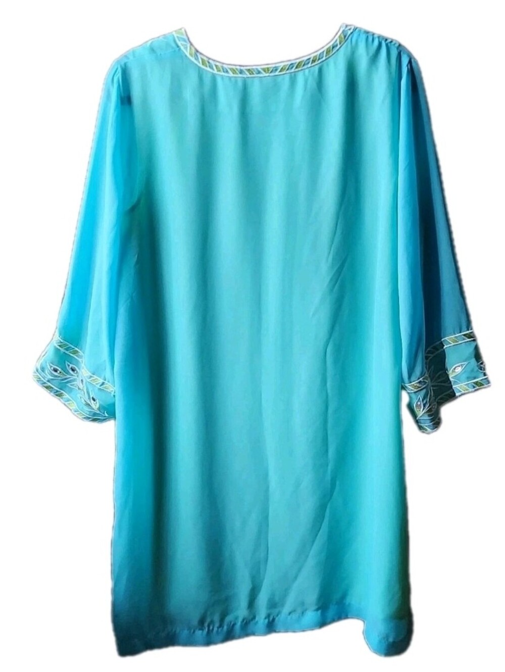 Bob Mackie Large Wearable Art 2pc Tunic Set Blue Embroidered Rhinestone - Picture 7 of 10